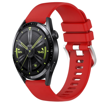 Liquid Glossy Silver Buckle Silicone Watch Band, For Huawei Watch GT3 42mm 20mm, For Huawei Watch 3 22mm