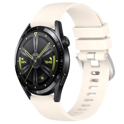 Liquid Glossy Silver Buckle Silicone Watch Band, For Huawei Watch GT3 42mm 20mm, For Huawei Watch 3 22mm