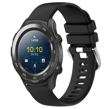 Liquid Glossy Silver Buckle Silicone Watch Band, For Huawei Watch GT2 42mm 20mm, For Huawei Watch 2 20mm