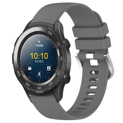 Liquid Glossy Silver Buckle Silicone Watch Band, For Huawei Watch GT2 42mm 20mm, For Huawei Watch 2 20mm