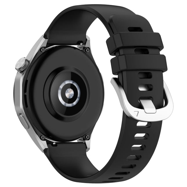 Liquid Glossy Silver Buckle Silicone Watch Band, For Huawei Watch GT3 Pro 43mm 20mm, For Huawei Watch GT3 46mm 22mm