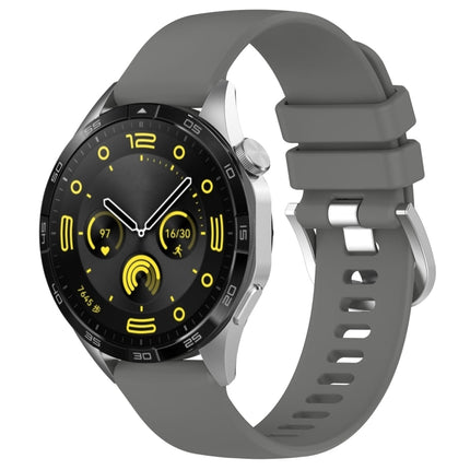 Liquid Glossy Silver Buckle Silicone Watch Band, For Huawei Watch GT4 46mm 22mm, For Huawei Watch GT4 41mm 18mm