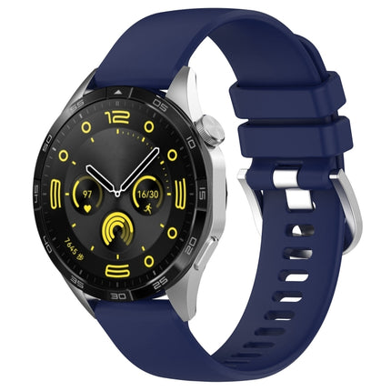 Liquid Glossy Silver Buckle Silicone Watch Band, For Huawei Watch GT4 46mm 22mm, For Huawei Watch GT4 41mm 18mm