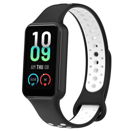 For Xiaomi Smart Band 8 Active Dual Color Breathable Sports Silicone Watch Band, Cyan White, Blue White, Red White, Black White, Black Green, Black Blue, Black Gary, Black Red