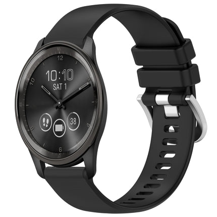 Liquid Glossy Silver Buckle Silicone Watch Band, For Garmin Active5, For Garmin VivoMove Trend