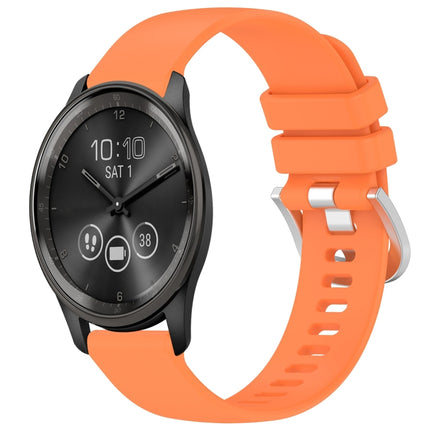 Liquid Glossy Silver Buckle Silicone Watch Band, For Garmin Active5, For Garmin VivoMove Trend