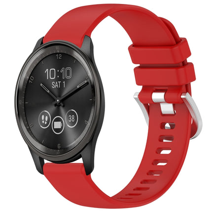 Liquid Glossy Silver Buckle Silicone Watch Band, For Garmin Active5, For Garmin VivoMove Trend