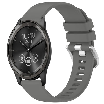 Liquid Glossy Silver Buckle Silicone Watch Band, For Garmin Active5, For Garmin VivoMove Trend