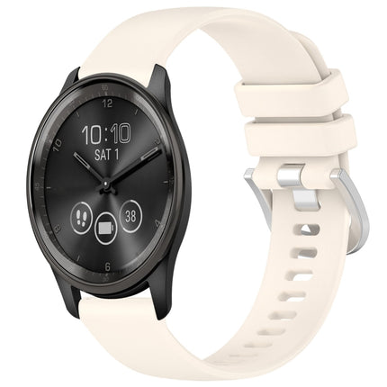 Liquid Glossy Silver Buckle Silicone Watch Band, For Garmin Active5, For Garmin VivoMove Trend