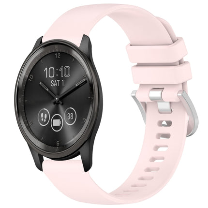 Liquid Glossy Silver Buckle Silicone Watch Band, For Garmin Active5, For Garmin VivoMove Trend