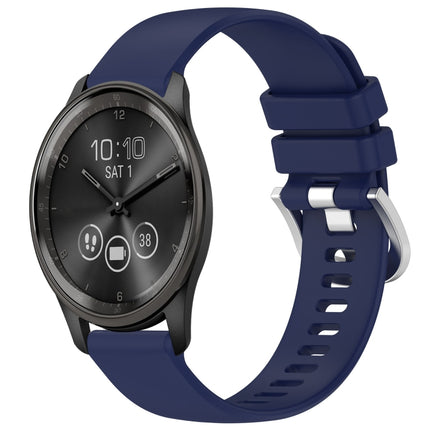 Liquid Glossy Silver Buckle Silicone Watch Band, For Garmin Active5, For Garmin VivoMove Trend