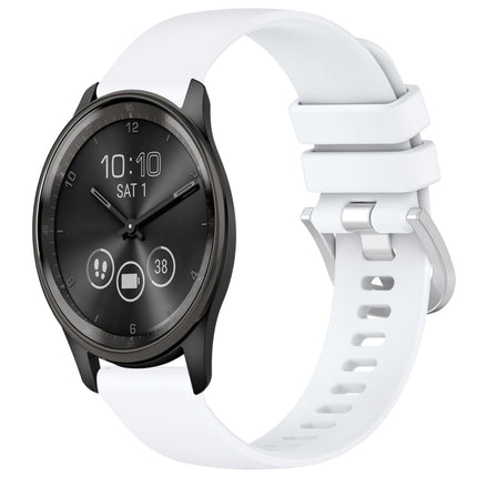 Liquid Glossy Silver Buckle Silicone Watch Band, For Garmin Active5, For Garmin VivoMove Trend