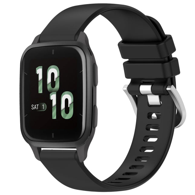 Liquid Glossy Silver Buckle Silicone Watch Band, For Garmin Venu SQ2, For Garmin Venu / Venu SQ