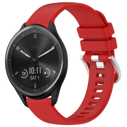 Liquid Glossy Silver Buckle Silicone Watch Band, For Garmin Vivomove Sport, For Garmin Venu 2 Plus