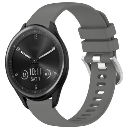 Liquid Glossy Silver Buckle Silicone Watch Band, For Garmin Vivomove Sport, For Garmin Venu 2 Plus