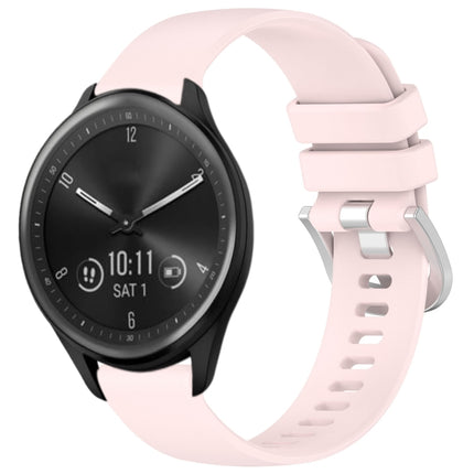 Liquid Glossy Silver Buckle Silicone Watch Band, For Garmin Vivomove Sport, For Garmin Venu 2 Plus