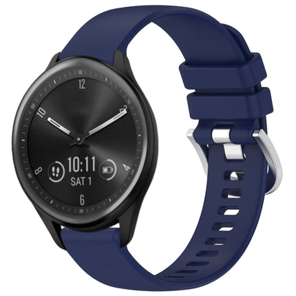 Liquid Glossy Silver Buckle Silicone Watch Band, For Garmin Vivomove Sport, For Garmin Venu 2 Plus