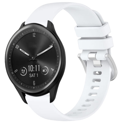 Liquid Glossy Silver Buckle Silicone Watch Band, For Garmin Vivomove Sport, For Garmin Venu 2 Plus