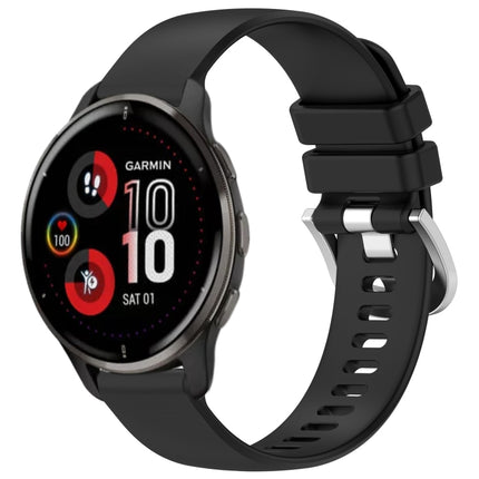 Liquid Glossy Silver Buckle Silicone Watch Band, For Garmin Vivomove Sport, For Garmin Venu 2 Plus