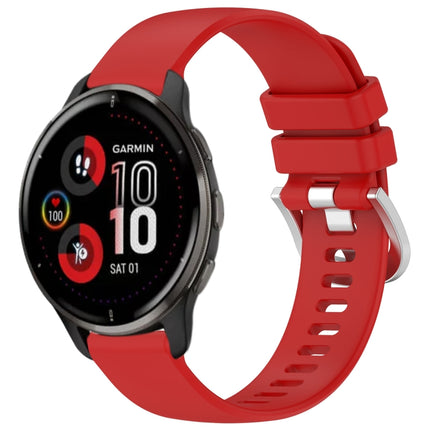Liquid Glossy Silver Buckle Silicone Watch Band, For Garmin Vivomove Sport, For Garmin Venu 2 Plus