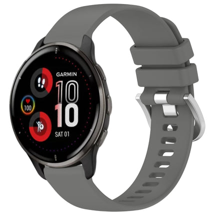 Liquid Glossy Silver Buckle Silicone Watch Band, For Garmin Vivomove Sport, For Garmin Venu 2 Plus