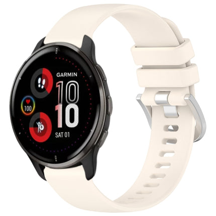 Liquid Glossy Silver Buckle Silicone Watch Band, For Garmin Vivomove Sport, For Garmin Venu 2 Plus