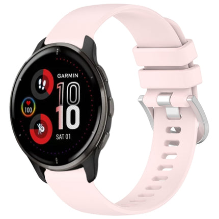 Liquid Glossy Silver Buckle Silicone Watch Band, For Garmin Vivomove Sport, For Garmin Venu 2 Plus