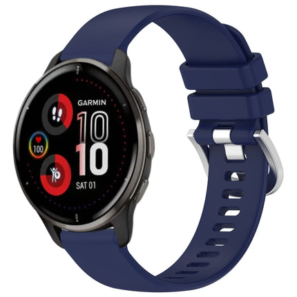 Liquid Glossy Silver Buckle Silicone Watch Band, For Garmin Vivomove Sport, For Garmin Venu 2 Plus