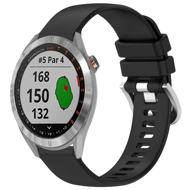 Liquid Glossy Silver Buckle Silicone Watch Band, For Garmin Approach S40, For Garmin Vivomove3 / Garminmove3