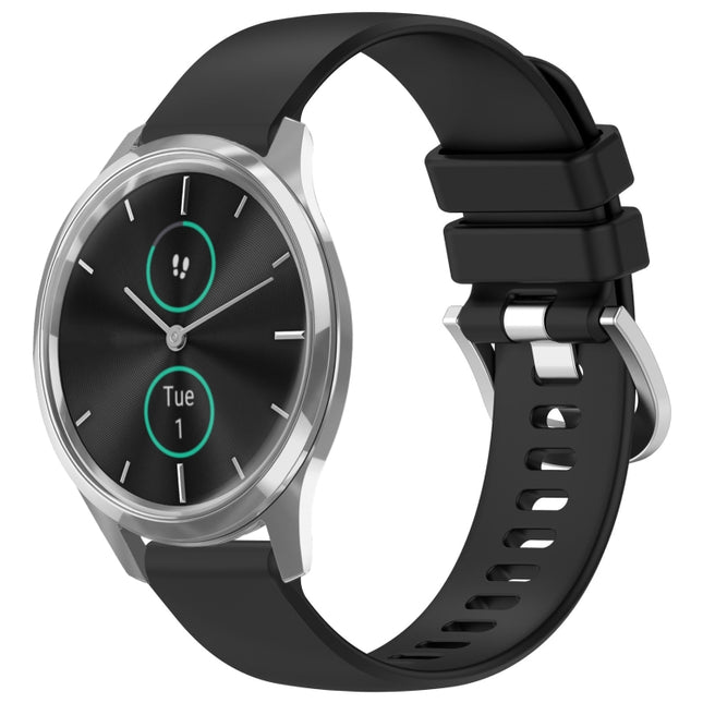 Liquid Glossy Silver Buckle Silicone Watch Band, For Garmin VivoMove Luxe / Garminmove Luxe, For Garmin Forerunner 645 / 645 Music