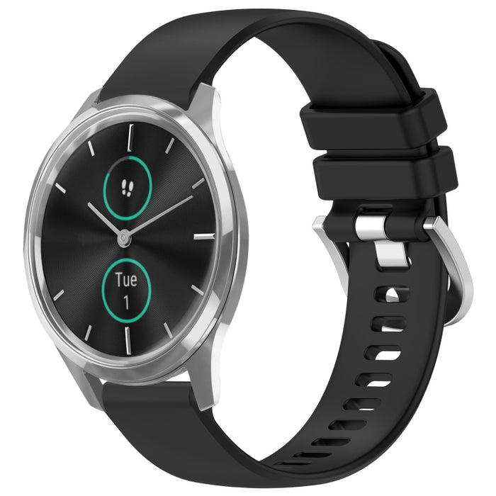Liquid Glossy Silver Buckle Silicone Watch Band, For Garmin VivoMove Luxe / Garminmove Luxe, For Garmin Forerunner 645 / 645 Music