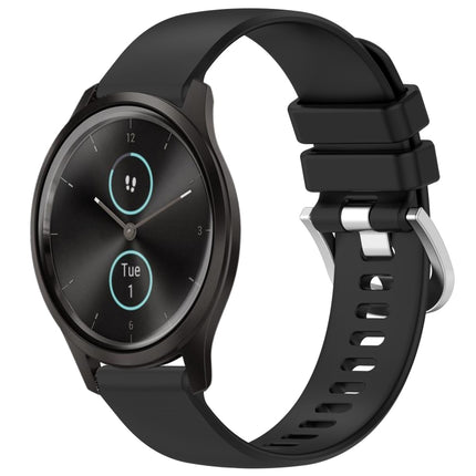 Liquid Glossy Silver Buckle Silicone Watch Band, For Garmin Forerunner245 / 245 Music, For Garmin VivoMove Style / Vivomove