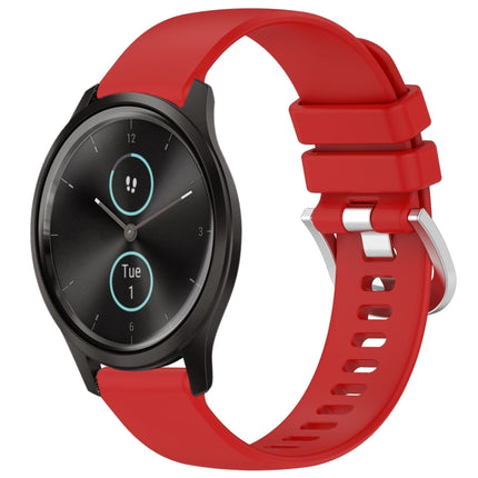 Liquid Glossy Silver Buckle Silicone Watch Band, For Garmin Forerunner245 / 245 Music, For Garmin VivoMove Style / Vivomove