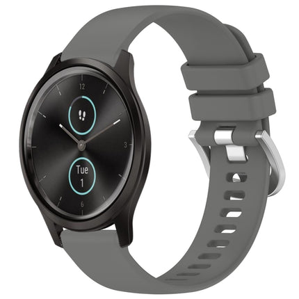 Liquid Glossy Silver Buckle Silicone Watch Band, For Garmin Forerunner245 / 245 Music, For Garmin VivoMove Style / Vivomove