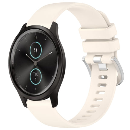 Liquid Glossy Silver Buckle Silicone Watch Band, For Garmin Forerunner245 / 245 Music, For Garmin VivoMove Style / Vivomove