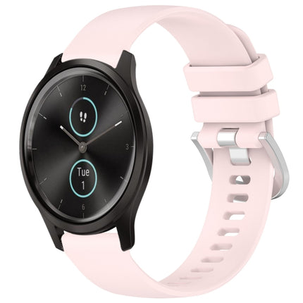 Liquid Glossy Silver Buckle Silicone Watch Band, For Garmin Forerunner245 / 245 Music, For Garmin VivoMove Style / Vivomove
