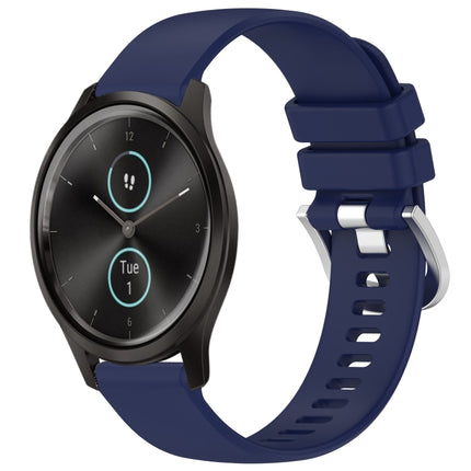 Liquid Glossy Silver Buckle Silicone Watch Band, For Garmin Forerunner245 / 245 Music, For Garmin VivoMove Style / Vivomove