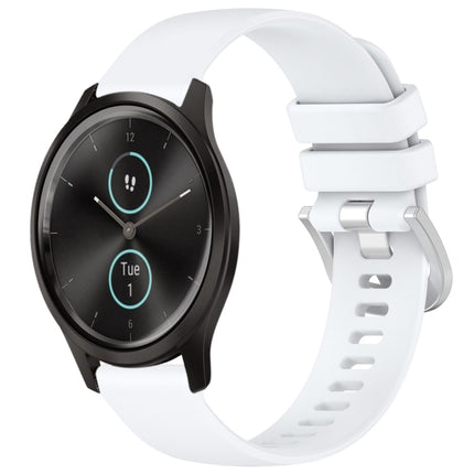 Liquid Glossy Silver Buckle Silicone Watch Band, For Garmin Forerunner245 / 245 Music, For Garmin VivoMove Style / Vivomove