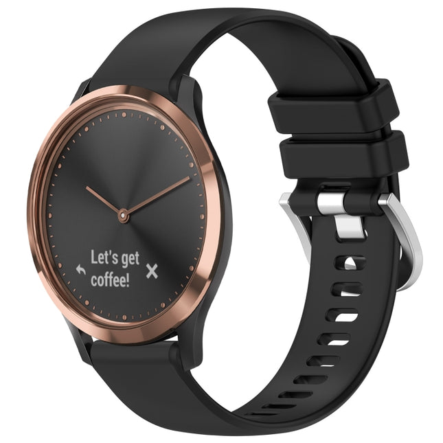 Liquid Glossy Silver Buckle Silicone Watch Band, For Garmin Vivomove HR Sport, For Garmin Vivoactive 5