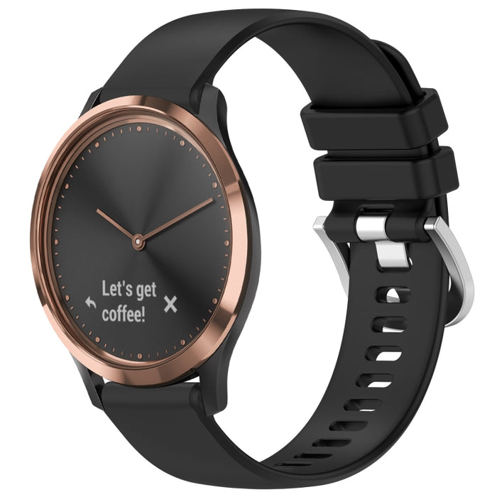 Liquid Glossy Silver Buckle Silicone Watch Band, For Garmin Vivomove HR Sport, For Garmin Vivoactive 5