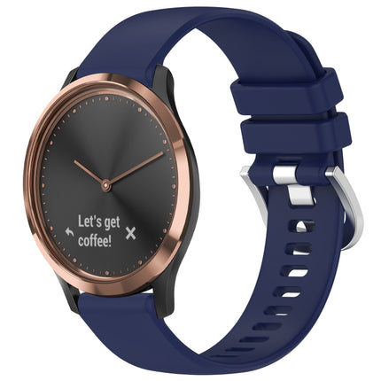 Liquid Glossy Silver Buckle Silicone Watch Band, For Garmin Vivomove HR Sport, For Garmin Vivoactive 5