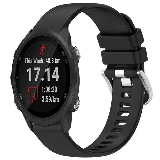 Liquid Glossy Silver Buckle Silicone Watch Band, For Garmin Forerunner245 / 245 Music, For Garmin VivoMove Style / Vivomove