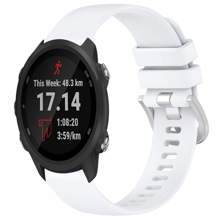 Liquid Glossy Silver Buckle Silicone Watch Band, For Garmin Forerunner245 / 245 Music, For Garmin VivoMove Style / Vivomove