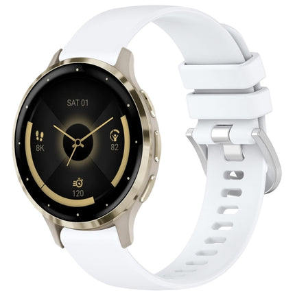 Liquid Glossy Silver Buckle Silicone Watch Band, For Garmin Venu 3S, For Garmin Forerunner 265S
