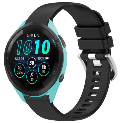 Liquid Glossy Silver Buckle Silicone Watch Band, For Garmin Venu 3S, For Garmin Forerunner 265S