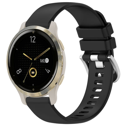 Liquid Glossy Silver Buckle Silicone Watch Band, For Garmin Forerunner 255S Music / 255S, For Garmin Venu 2S