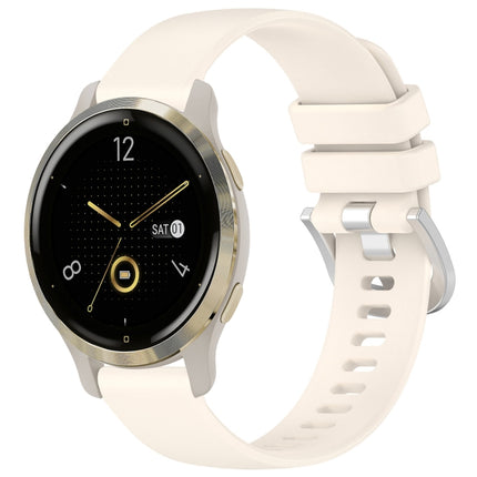 Liquid Glossy Silver Buckle Silicone Watch Band, For Garmin Forerunner 255S Music / 255S, For Garmin Venu 2S