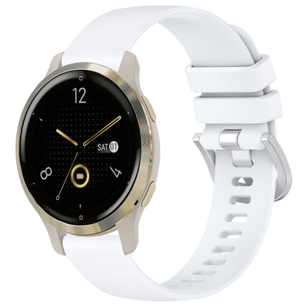 Liquid Glossy Silver Buckle Silicone Watch Band, For Garmin Forerunner 255S Music / 255S, For Garmin Venu 2S