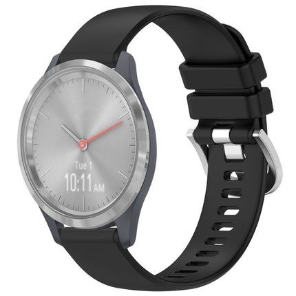 Liquid Glossy Silver Buckle Silicone Watch Band, For Garmin Vivoactive 4S, For Garmin Vivomove 3S