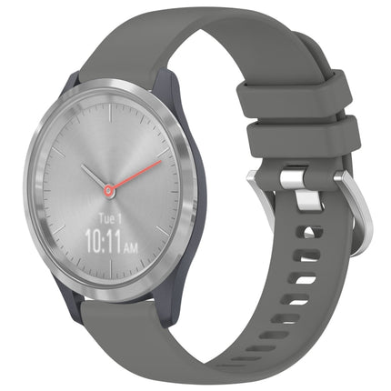 Liquid Glossy Silver Buckle Silicone Watch Band, For Garmin Vivoactive 4S, For Garmin Vivomove 3S